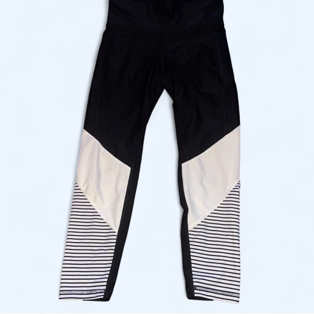 Kids Black And White Striped Leggings